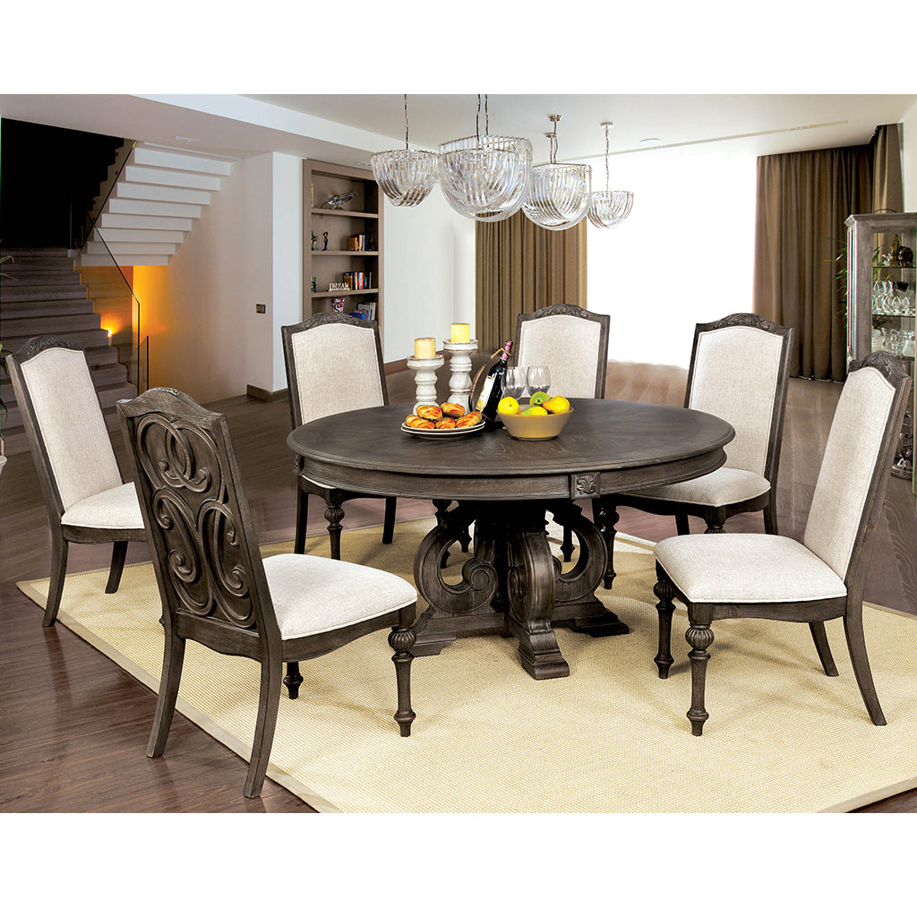 60" Sorensen | Rustic Pedestal Table, Solid, 6 Seater, IDF-3150RT