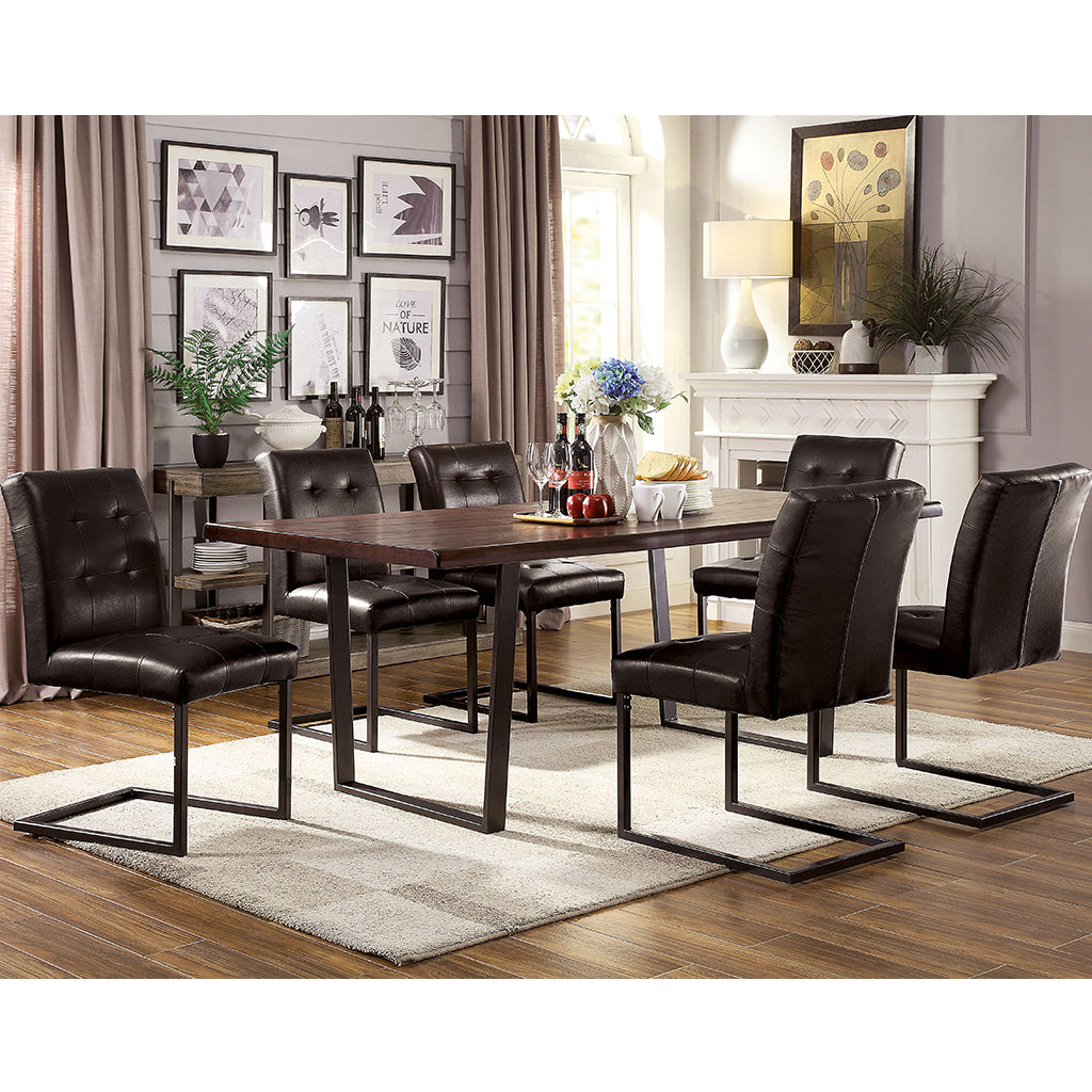78"Cascannon | Rustic Rectangular Dining Table, Solid Wood, Metal Legs, IDF-3737T