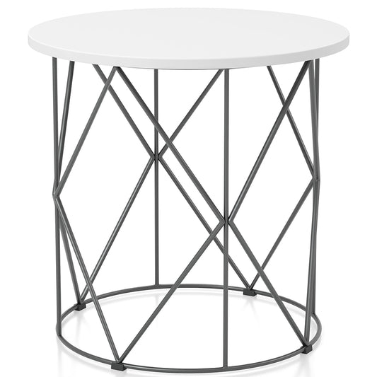 23" Borche | Round End Table White, IDF-4343WH-E