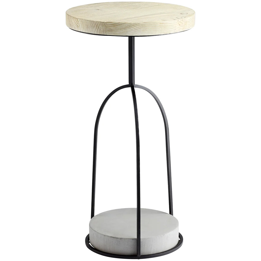 Sayers | Round Pine End Table Iron Base, 10797