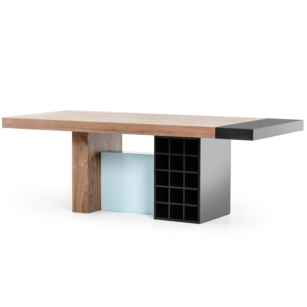 Modern Wooden Black & White Dining Table, Rectangular, Walnut & Teak Wood, MDF, 689805030322, Brand: Homeroots, Size: 87inW x 39inD x 30inH, Weight: 182.4lb, Shape: Rectangular, Material: Walnut Wood, Teak Wood & MDF, Seating Capacity: Seats 4-6, Color: Natural Wood Color, Black & White