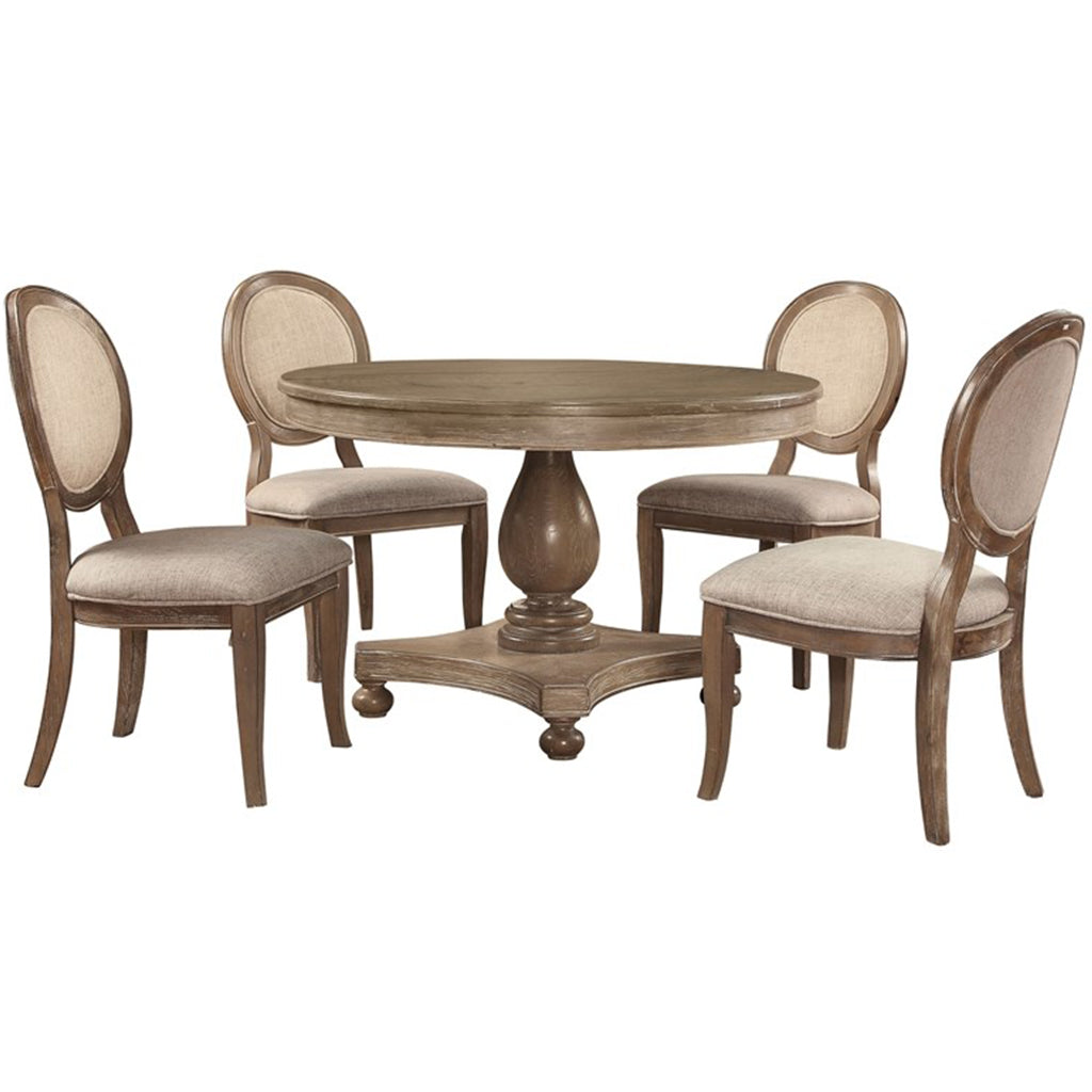 Pearse | 48 Round Wood Dining Table, Oak Finish, 4 Seater, IDF-3872RT