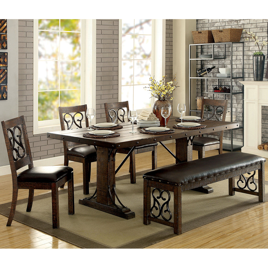 78" Paula | Rustic Wooden Dining Table, Solid, 6 Seater, IDF-3465T