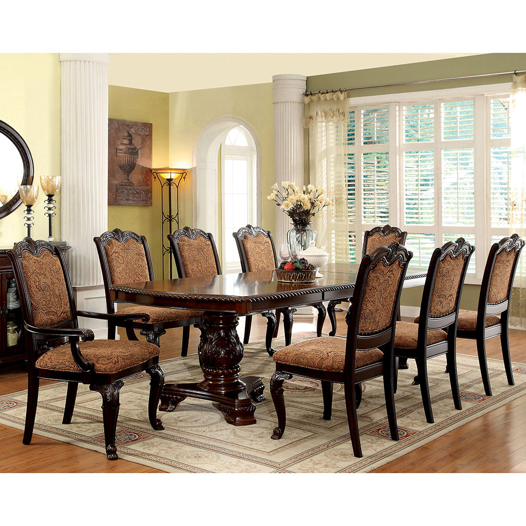 108" Bell | Solid Wood Dining Table With Self Storing Leaves, 10 Seater, IDF-3319T