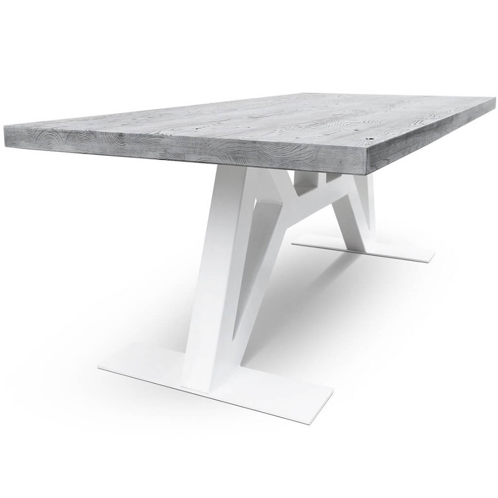 GROG | Gray Wood Table, Rectangular, Oak Wood Top, Metal Base, SCANDI032