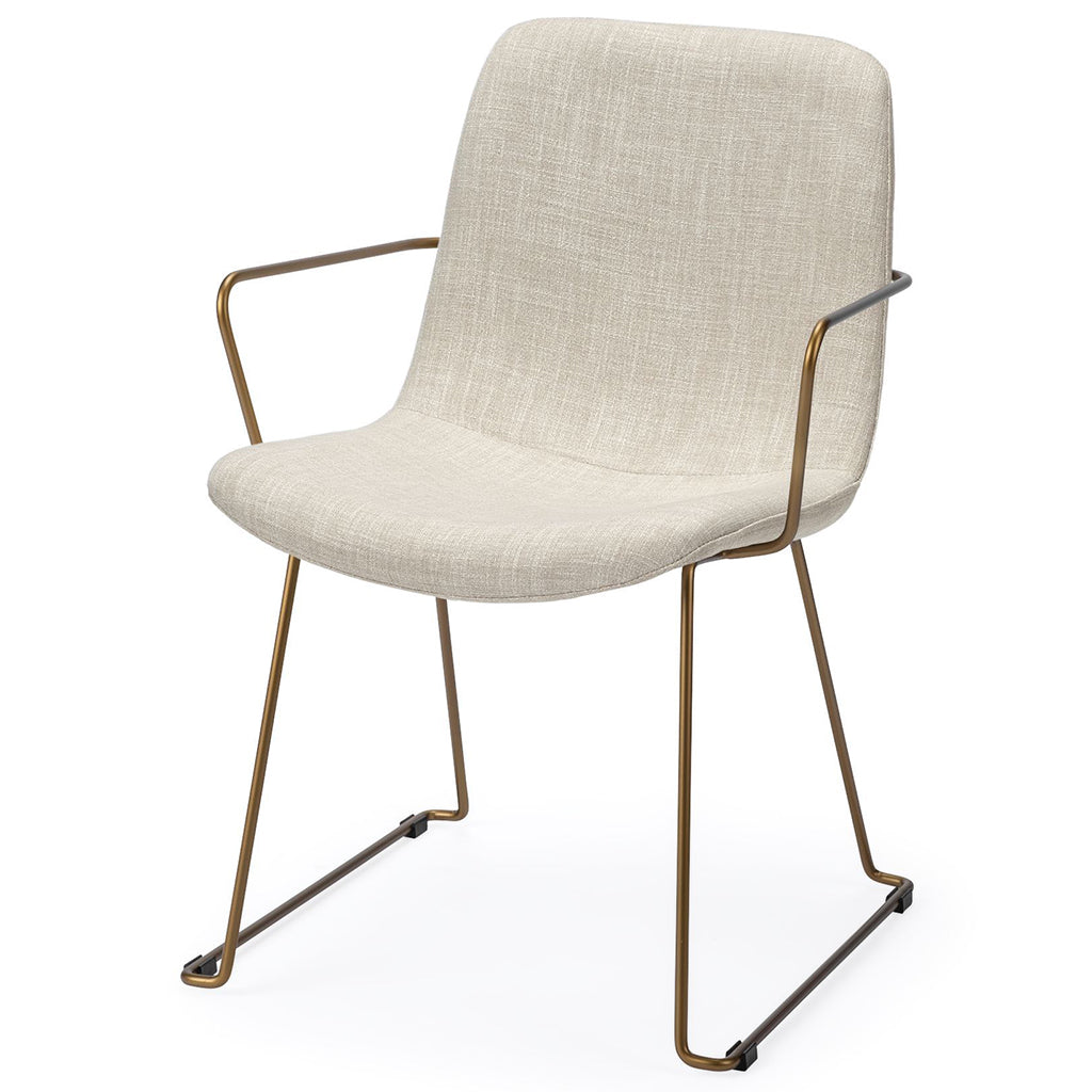 Cream Fabric Wrap With Gold Metal Frame Dining Chair