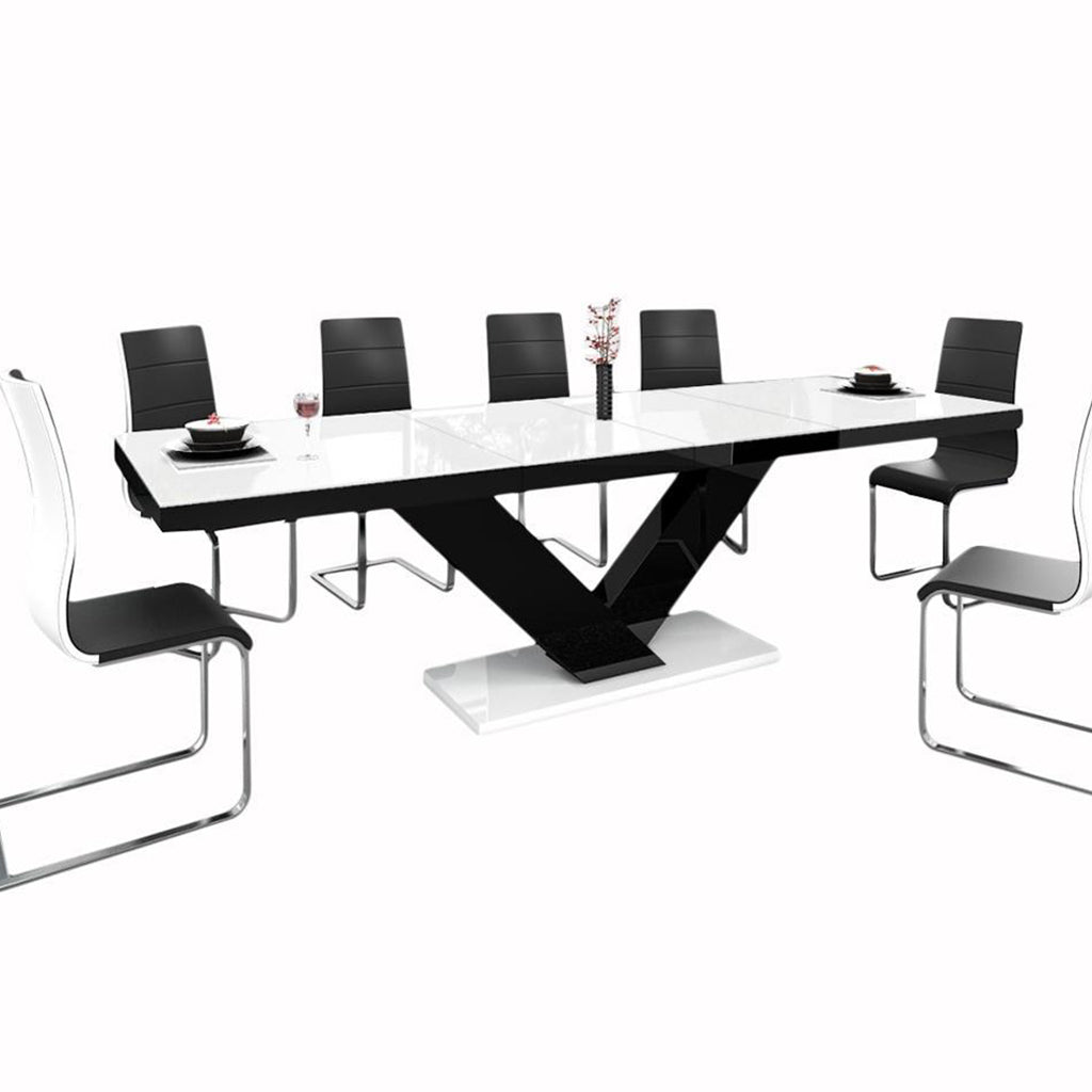 Victoria | Double Drop Leaf Extendable Dining Table, Rectangular, 10, HU0012 Brand: Maxima House Size: 63inW x  35inD x  30inH Extended (1 extension): 82inW x  35inD x  30inH Extended (2 extensions): 101inW x  35inD x  30inH, Weight: 183lb, Shape: Rectangular