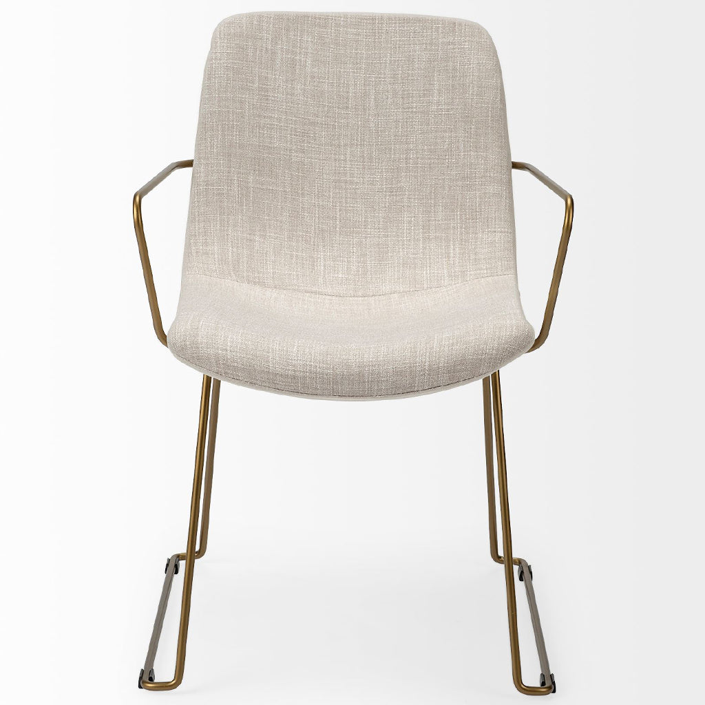 Cream Fabric Wrap With Gold Metal Frame Dining Chair