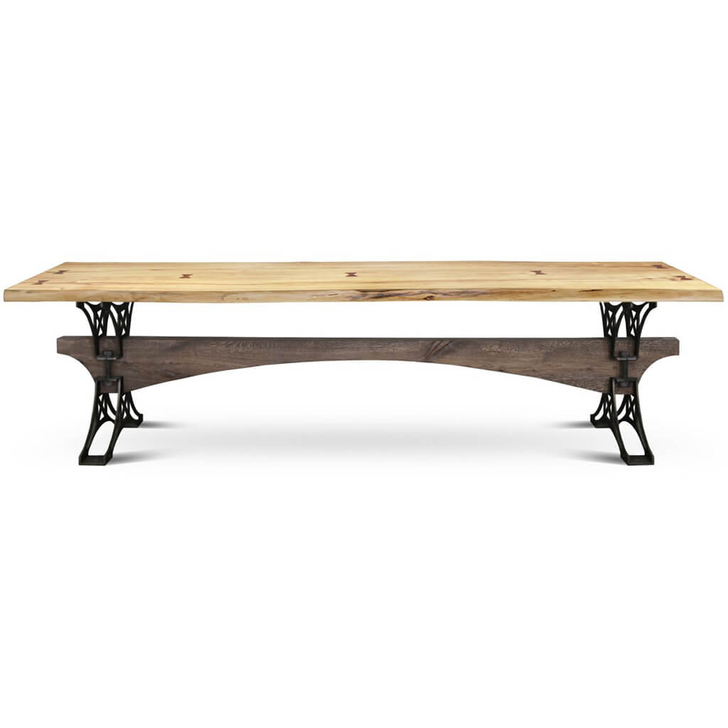 A-Stephenson | Live Edge Industrial Dining Table, Solid Oak Wood Top, Metal Legs, 10 Seater, SCANDI051