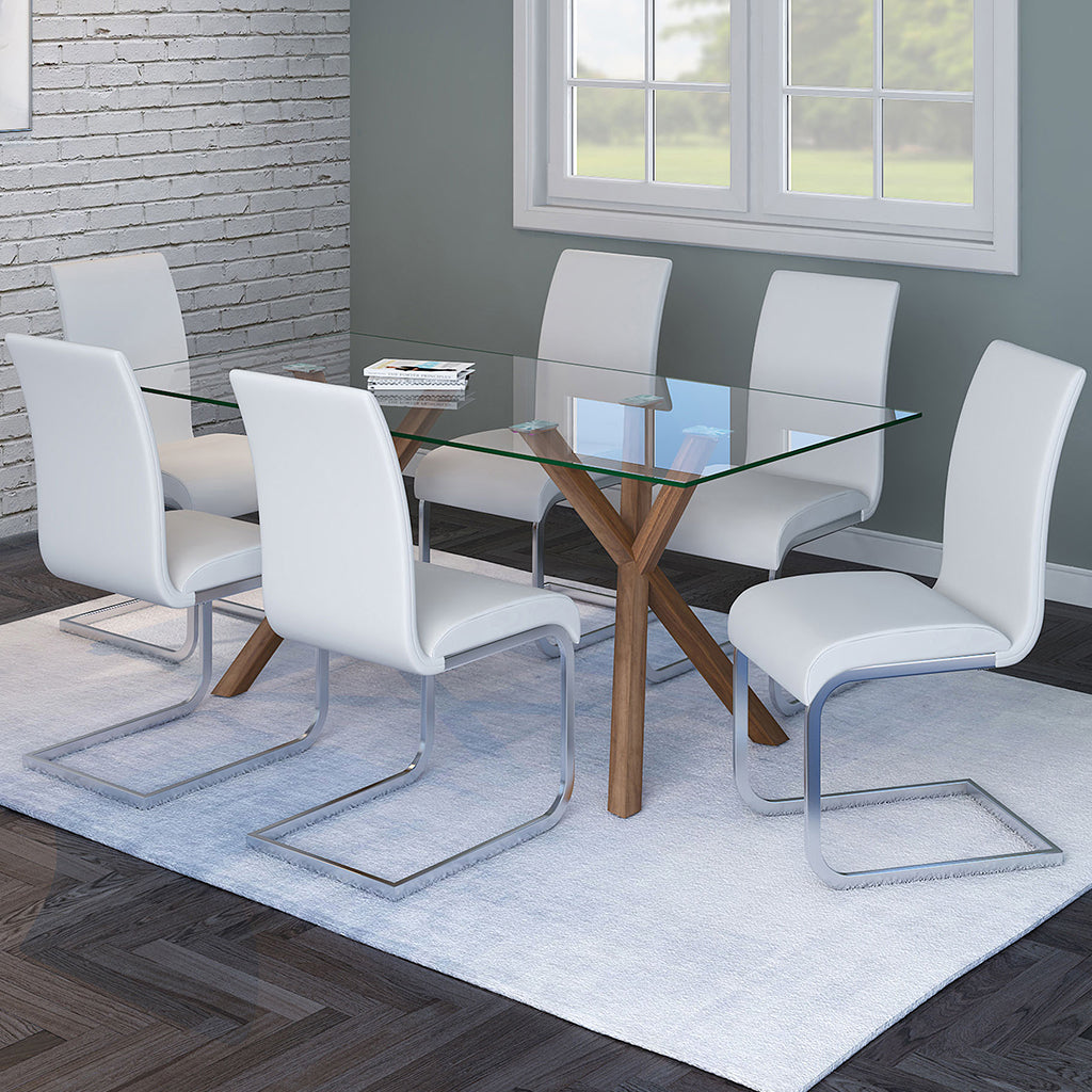 Stark | Glass Metal Modern Dining Table, 6 Seater, 201-535WAL