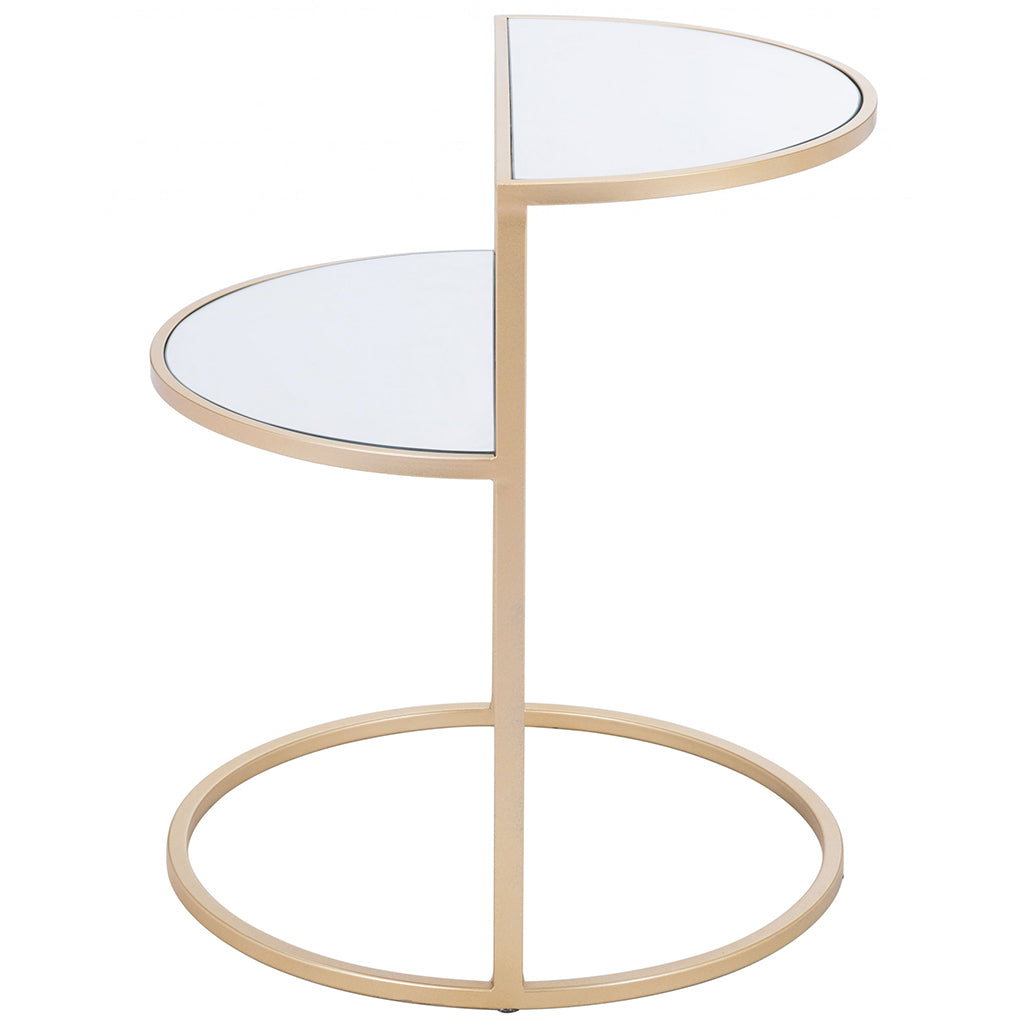 Terrace | Mirrored Glass and Gold End Table, Two Shelves, 394568