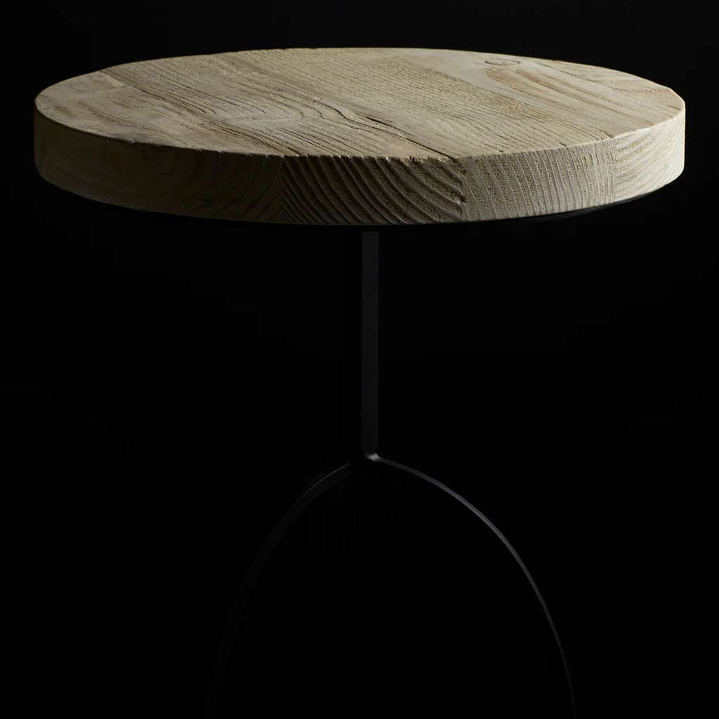 Sayers | Round Pine End Table Iron Base, 10797