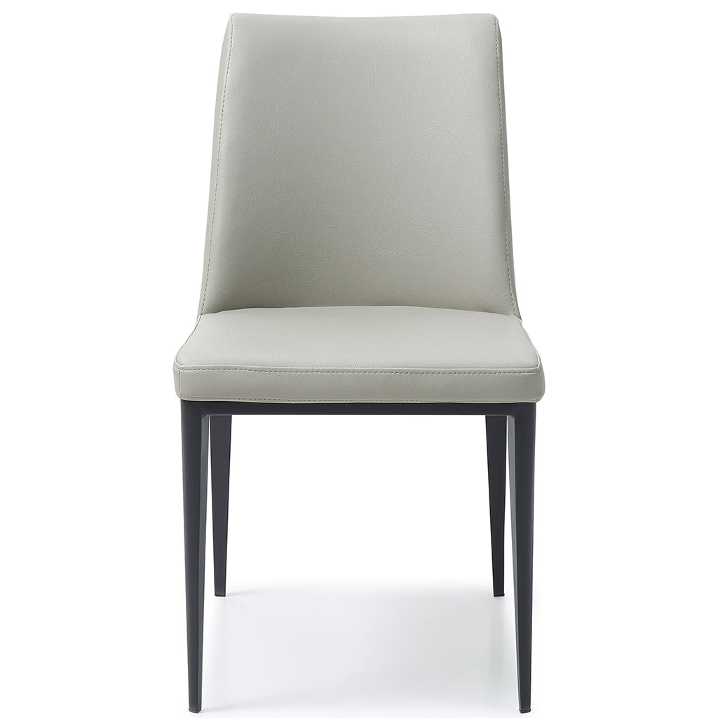 Carrie Dining Chair, Set of 2, Light Grey, Faux Leather, Steel Base, DC1478-LGRY Brand: Whiteline Modern Living, Size: 21.5inW x 25.5inD x 37inH,  Seat Height:  18in/ 46cm, Weight: 16lb, Material: Faux Leather, Color: Light Grey