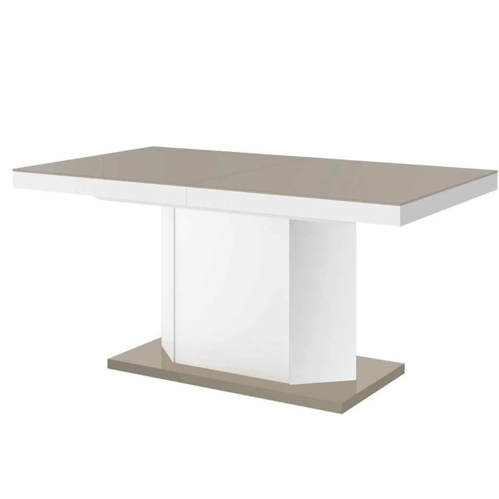 Amigo | Double Extendable Dining Table With Storage, Rectangular, HU0013, Brand: Maxima House Size: 63inW x  35inD x  30inH, Extended: 82- 101inW x  35inD x  30inH, Weight: 174.2lb Shape: Rectangular, Seating Capacity: Seats 8-10 people, Color: Cream & White