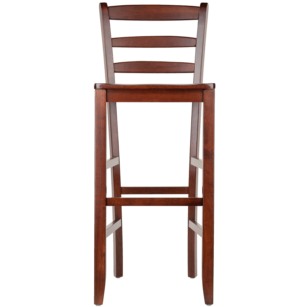 30" Bar Ladder Back Stool, Solid Walnut Wood, Set of 2