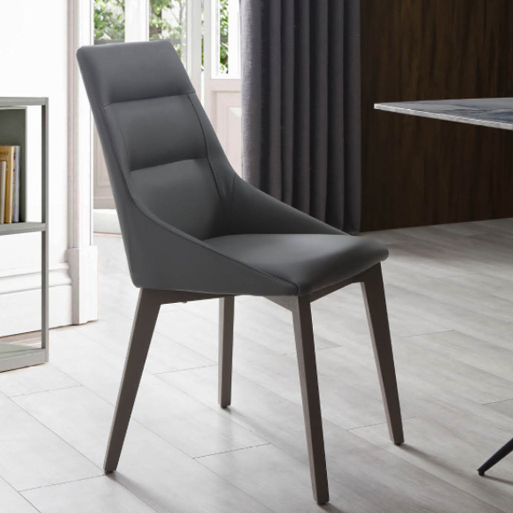 Siena Dining Chair, Set of 2, Grey, Faux Leather, Solid Wood Legs, DC1420-GRY/GRY Brand: Whiteline Modern Living, Size: 25inW x 20inD x 35inH, Seat Height: 18in/ 46cm, Seat Depth: 16.5in/ 42cm, Weight: 17lb, Color: Grey, Assembly Required: Yes, Avoid Power Tools!
