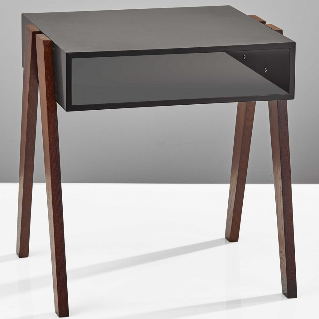 Black and Walnut One Shelf End Table, Wooden, 372972