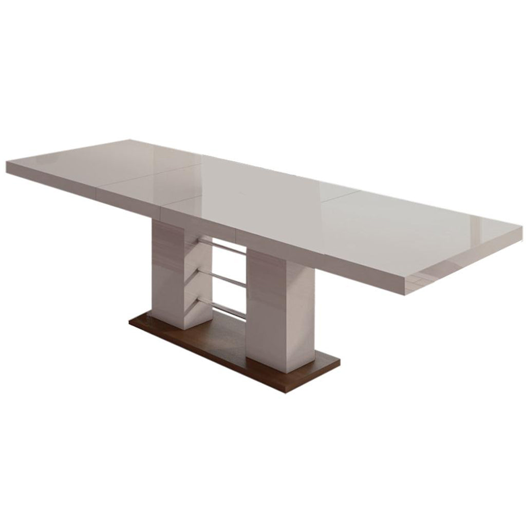 Linosa | Pedestal Dining Table With Double Leaf, Extendable, Rectangular, HU0011 Master Category: Indoor Furniture, Extendable Dining Table Brand: Maxima House Size: 62inW x 35inD x 29.5inH, Extended: 82- 102inW x 35inD x 29.5inH, Weight: 174.2lb Shape: Rectangular, Seating Capacity: Seats 8-10 people, Color: Cappuccino Color