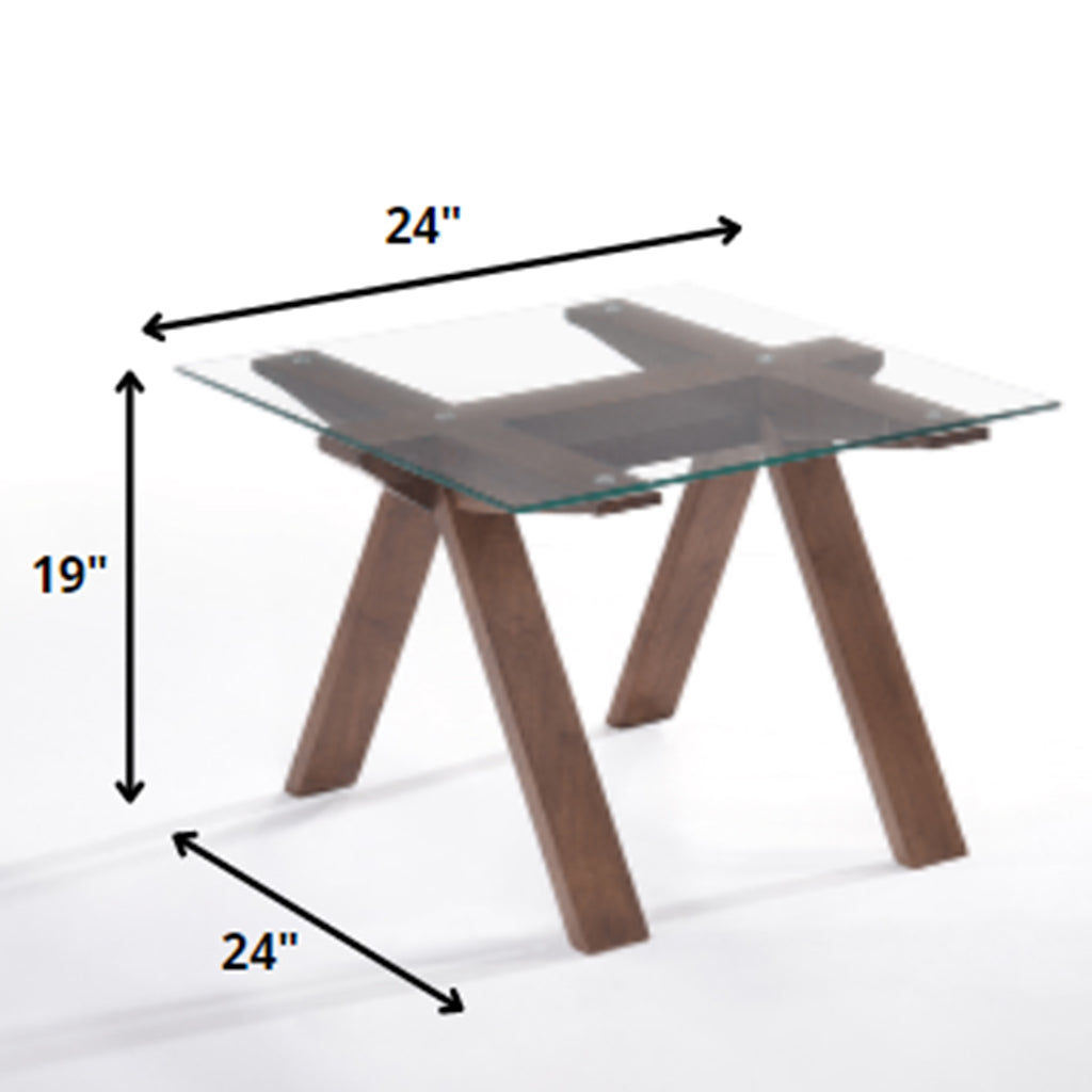 Walnut Wood Glass End Table, 283838
