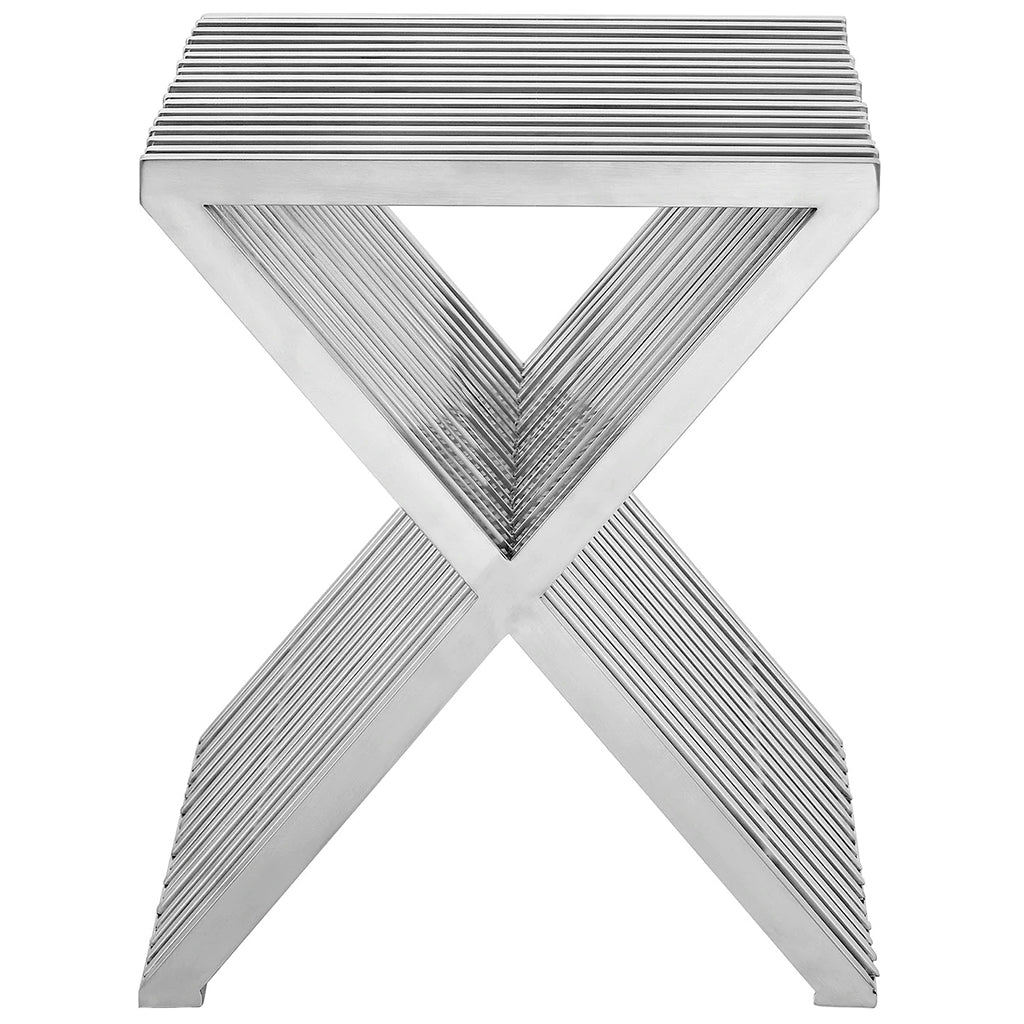Press | Stainless Steel Silver End Table, Modern, EEI-2096-SLV
