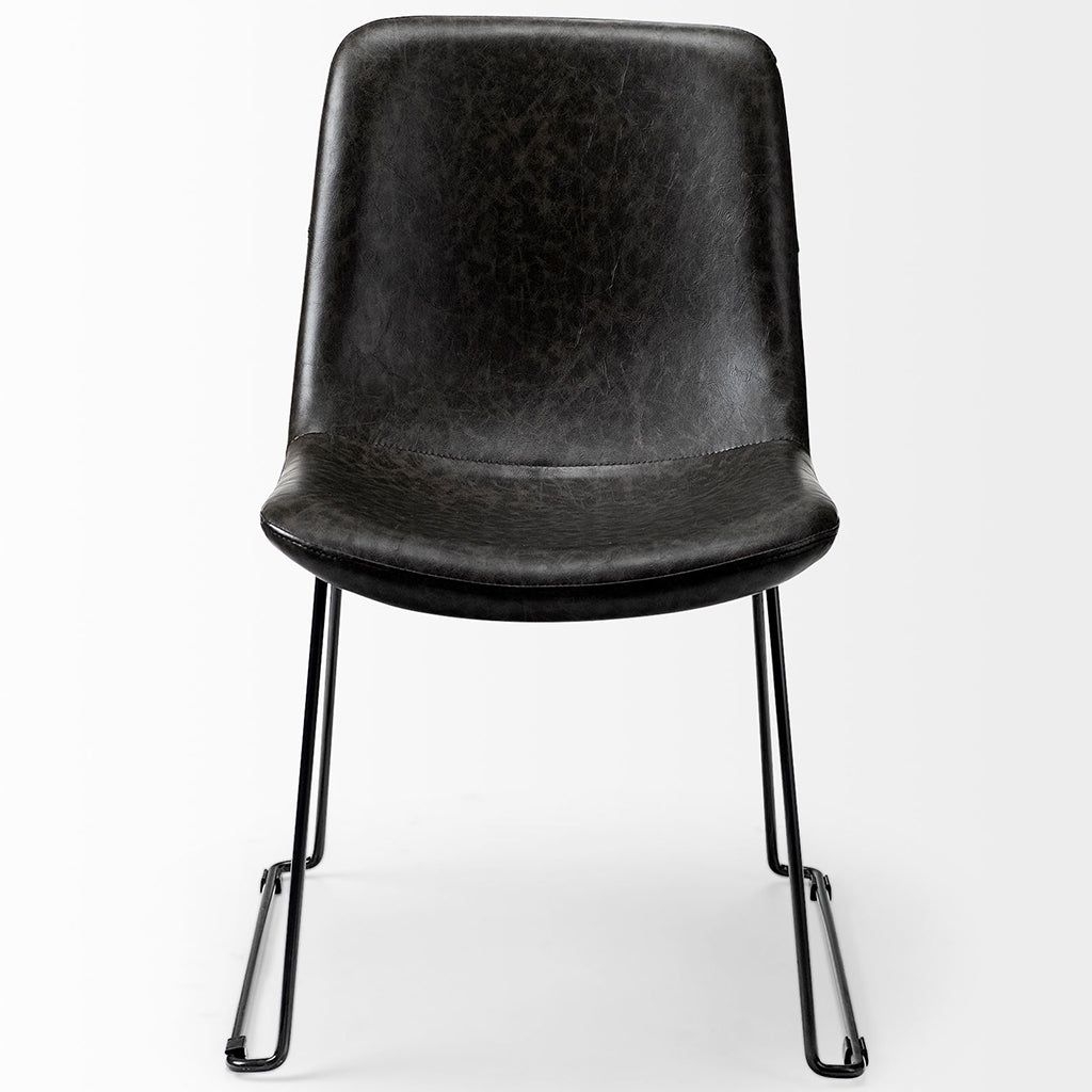 Black Faux Leather Seat, Black Iron Frame Dining Chair