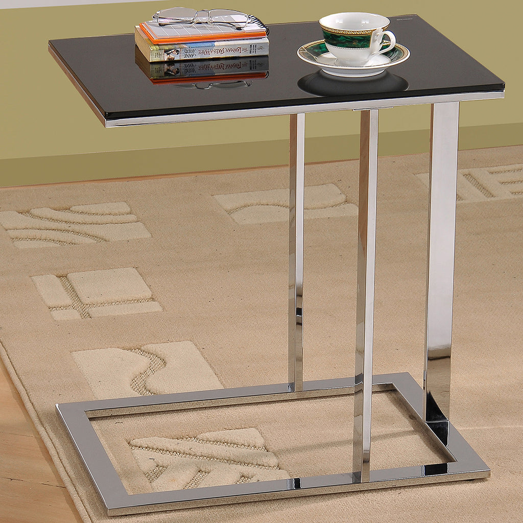 Mod | Glass Tall Corner Accent Table, Chrome Finish, 501-410