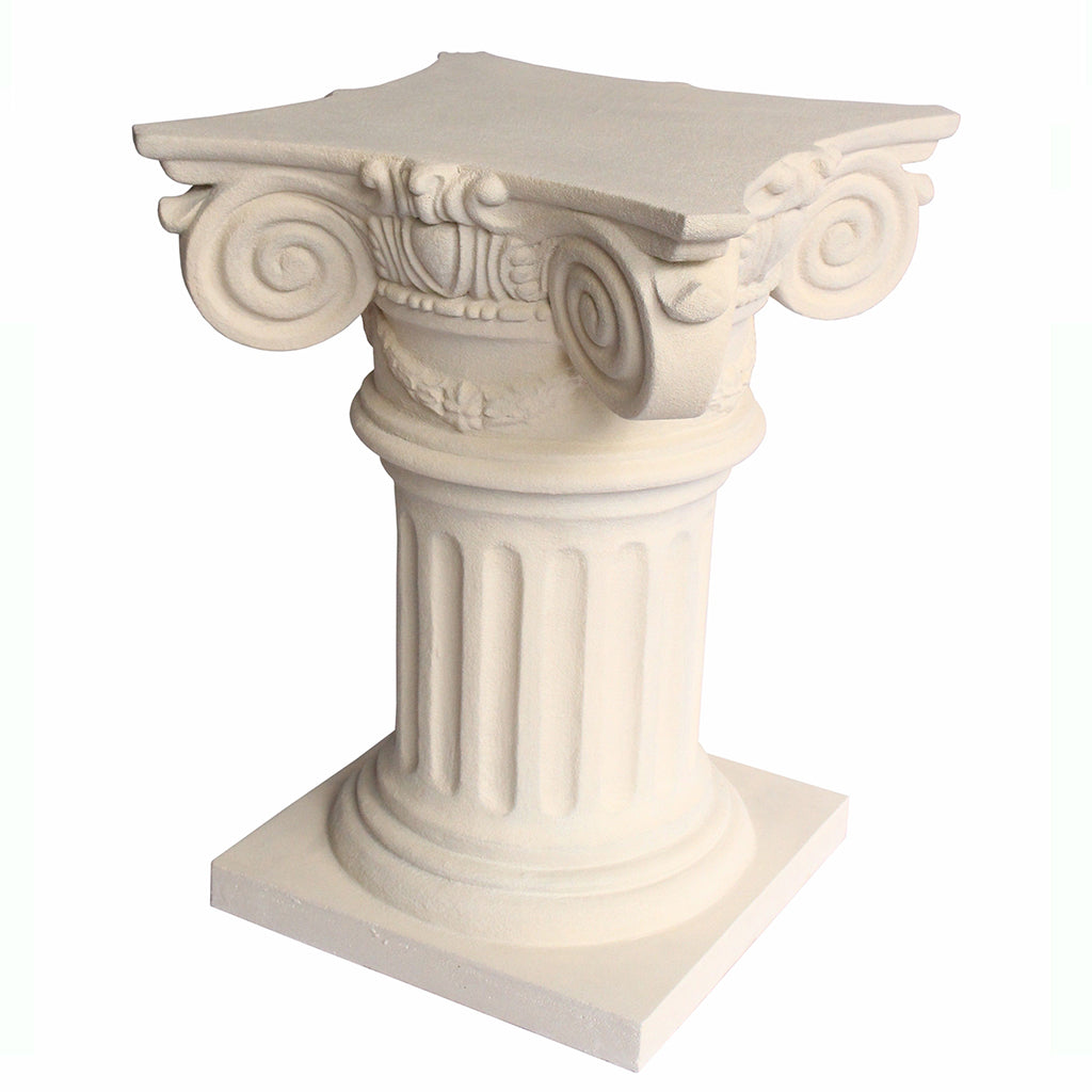 Florence | Beautiful Stone Entry Table, Round, Limestone Base, Glass Top, TB-G2229-36 Brand: Anderson Teak, Size: 36inW x 36inD x 29inH, 22inW x 22inD (Base), Weight: 140lb, Shape: Round, Material: Base: Limestone, Top: 3/8" thick glass