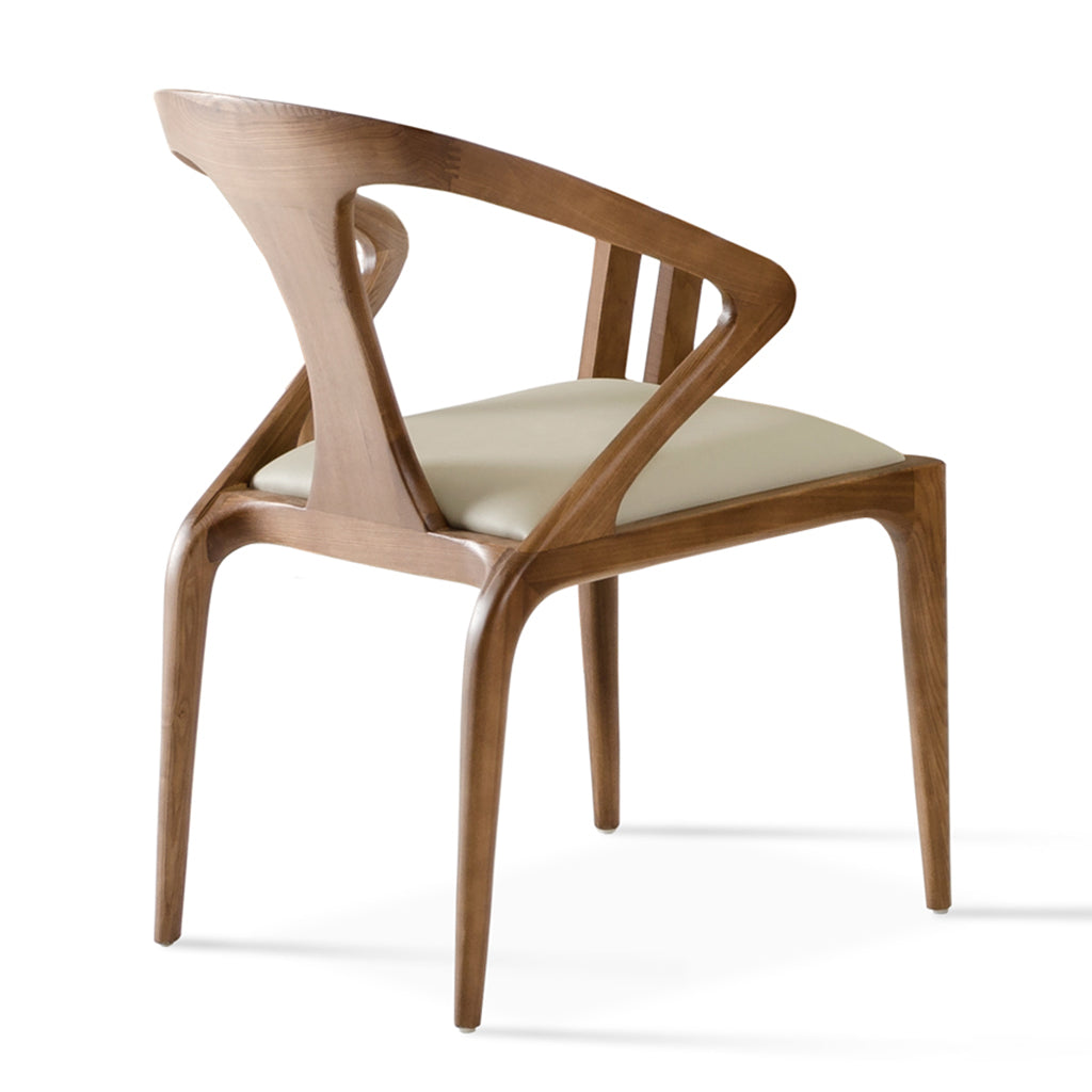 1 Cream Faux Leather & Walnut Wood Dining Chair, 283010