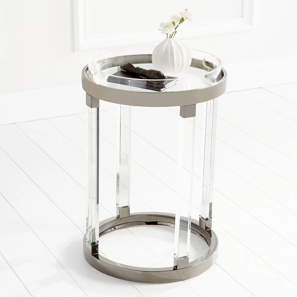 Prime | Acrylic Transparent Stylish End Table, Stainless Steel Frame, 09101