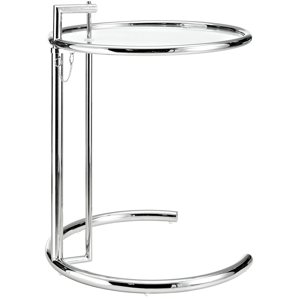 Eileen | 20" Adjustable Height Glass End Table, EEI-125-SLV