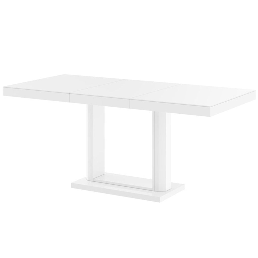 Quatro | 6 Seater White Modern Drop Leaf Dining Table, Extension Table, Rectangular, MDF, HU0047, Brand: Maxima House Size: 47inW x 31.5inD x 29.5inH, Extended: 61inW x 31.5inD x 29.5inH, Weight: 130lb, Shape: Rectangular, Seating Capacity: Seats 4-6 people, Color: White