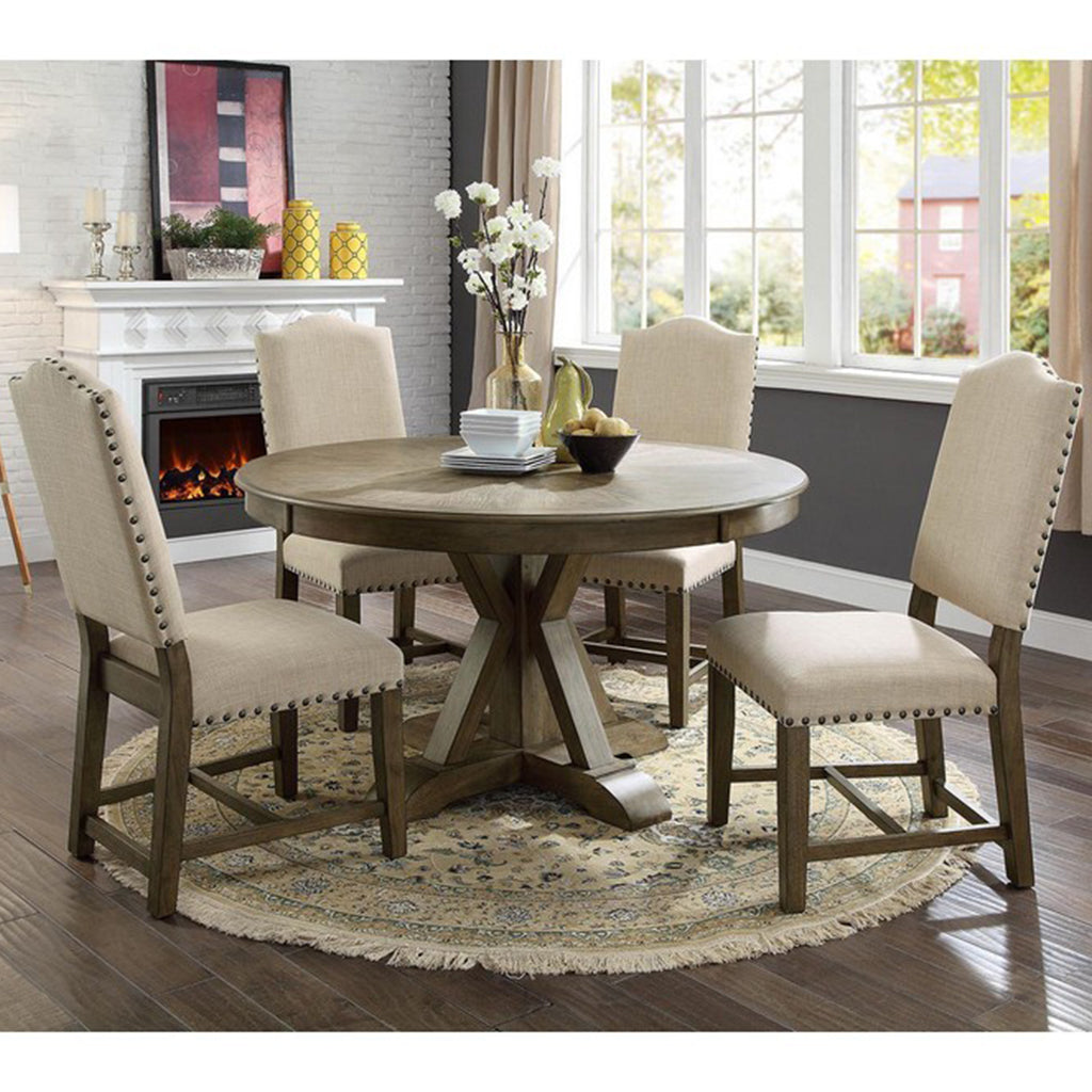 54" Tatiana | Round Solid Oak Dining Table, 5 Seater, IDF-3014RT