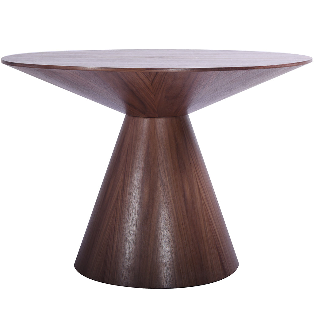 Kira | 47 Inch Table, Round, MDF Table, Walnut Veneer Top And Base Brand: Whiteline Modern Living Size: 47inD x 30inH Weight: 84lb Shape: Round Material: MDF; Walnut Veneer Top & Base; Seating Capacity: Seats 2-4 people; Color: Walnut Veneer, DT1428-WLT