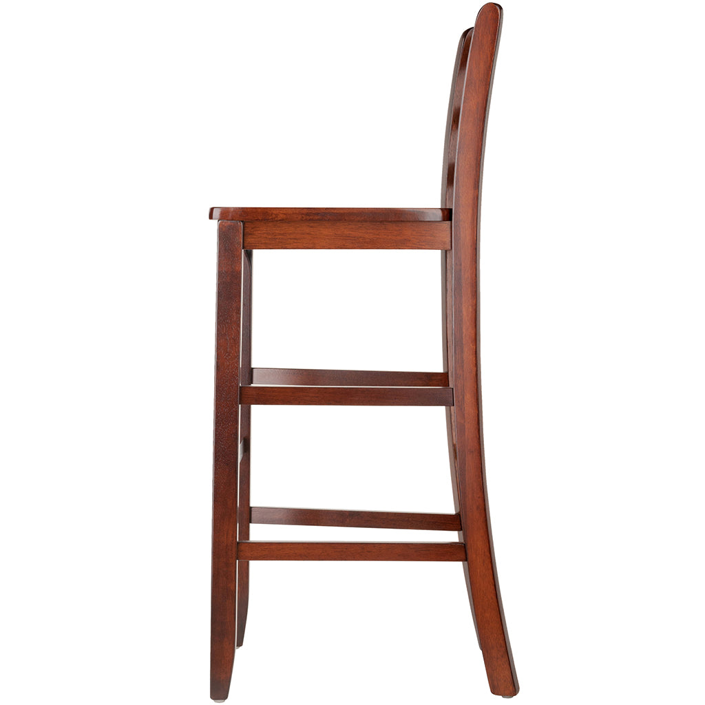 30" Bar Ladder Back Stool, Solid Walnut Wood, Set of 2