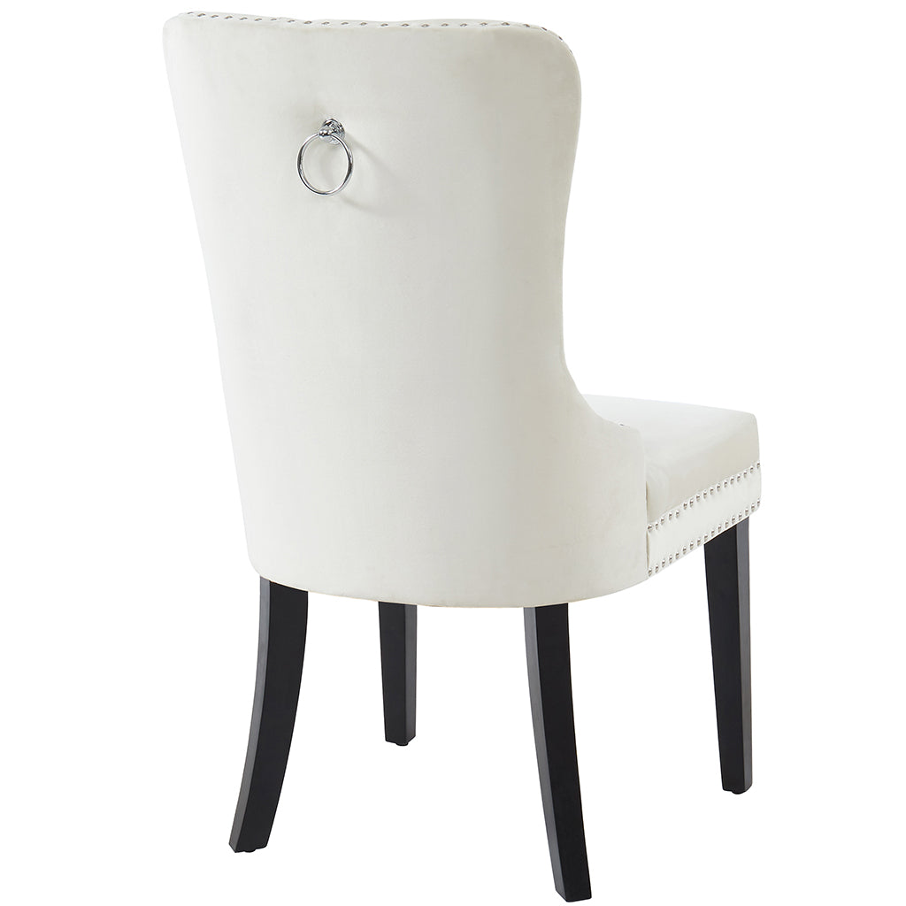 Rizzo | Comfortable Ivory Velvet Dining Chairs, Set of 2, Rubberwood Legs, 202-080IV