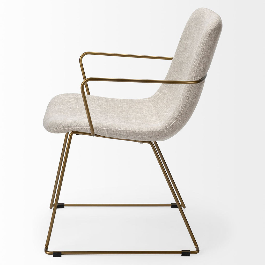 Cream Fabric Wrap With Gold Metal Frame Dining Chair