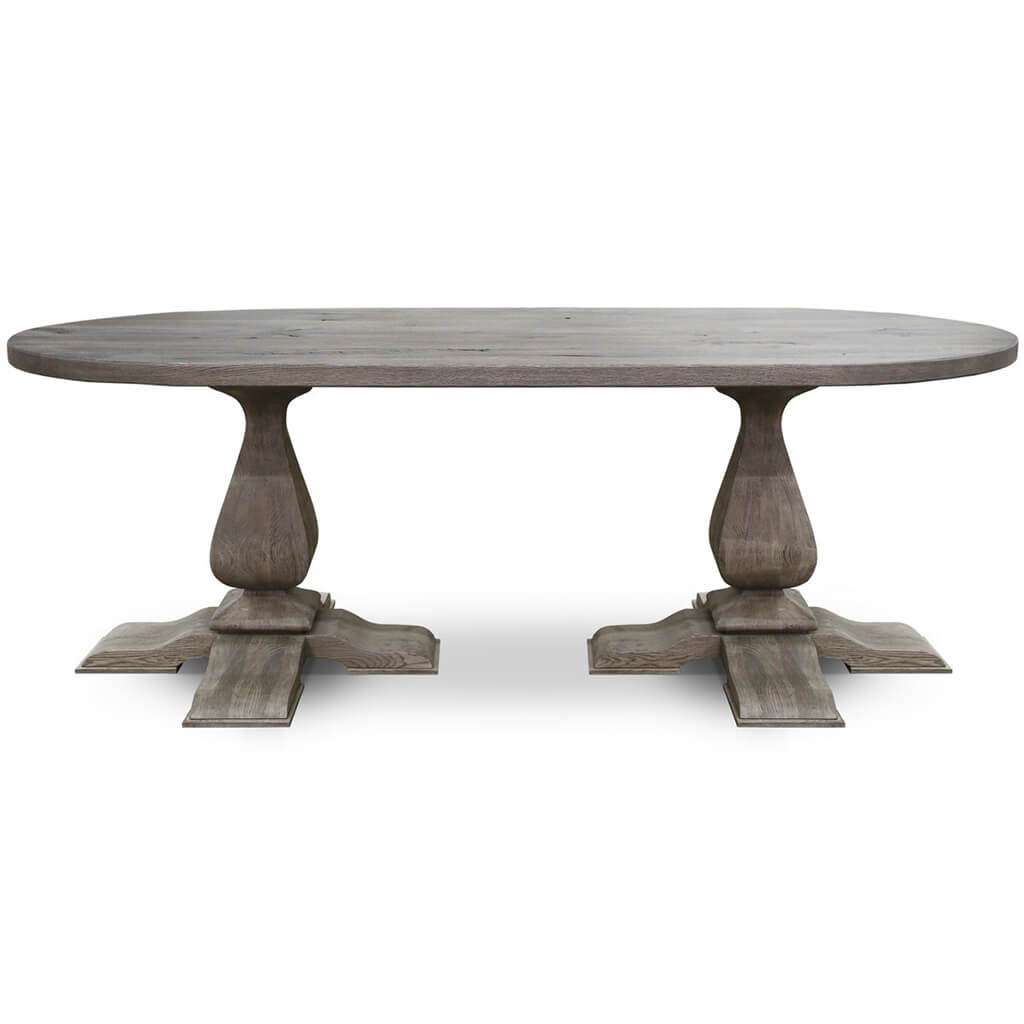Dindo | Double Pedestal Oval Dining Table, Oak Wood, 8 Seater, SCANDI070