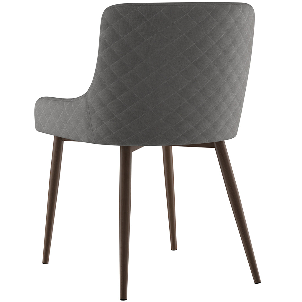 Bianca | Gray and Walnut MCM Dining Chairs, Set of 2, Fabric & Metal, 202-086GY/WAL