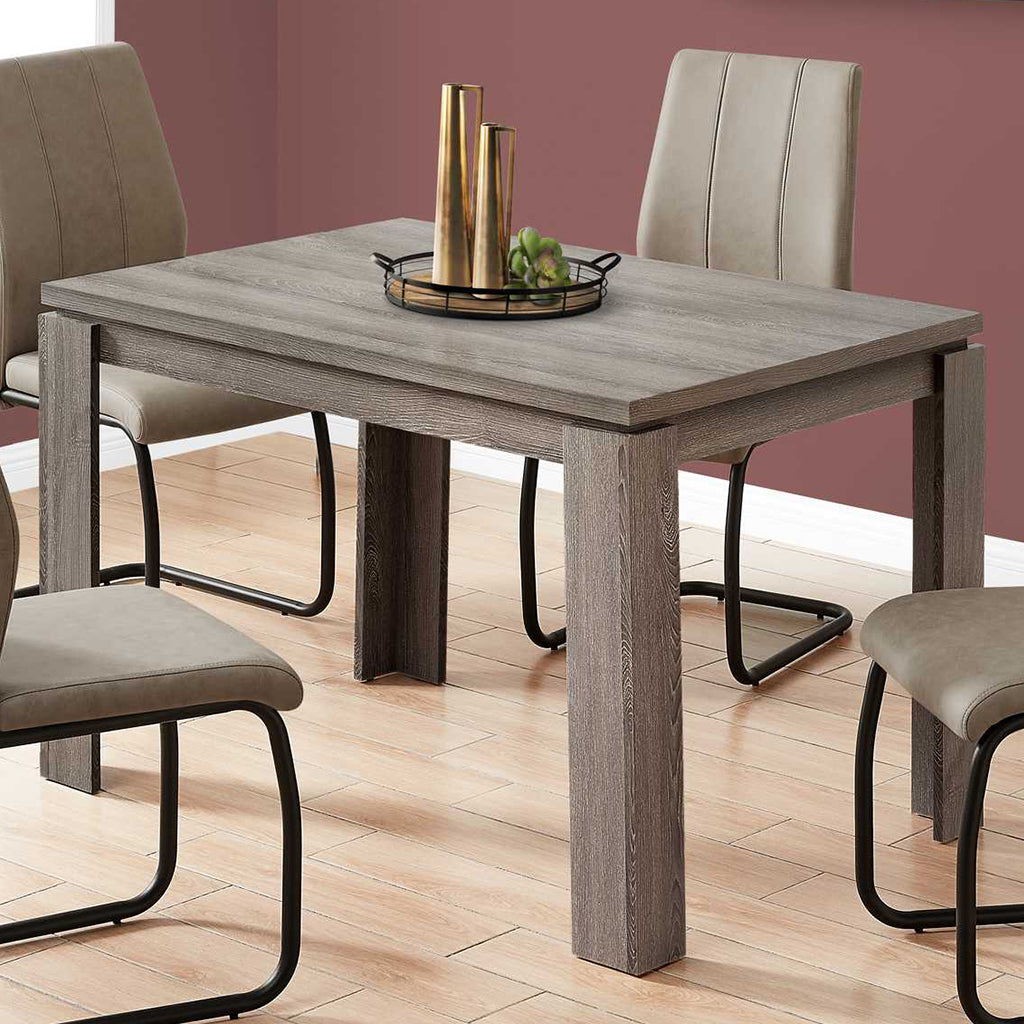 Dark Gray Small Farmhouse Dining Table, Rectangular, Reclaimed Wood, 4512839526058, Brand: Homeroots, Size: 47.25inW x 31.5inD x 30.5inH, Weight: 44lb, Shape: Rectangular, Material: Reclaimed Wood, Seating Capacity: Seats 2-4, Color: Dark Gray