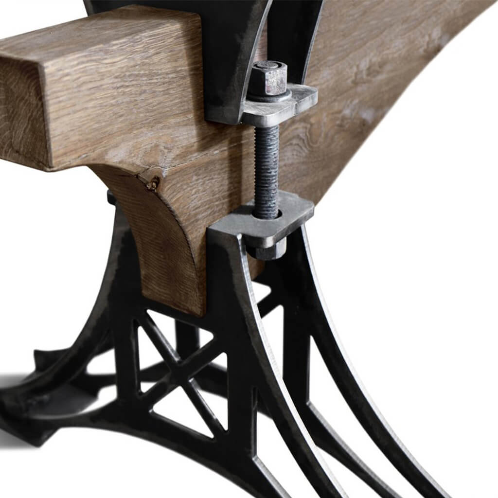 A-Stephenson | Live Edge Industrial Dining Table, Solid Oak Wood Top, Metal Legs, 10 Seater, SCANDI051