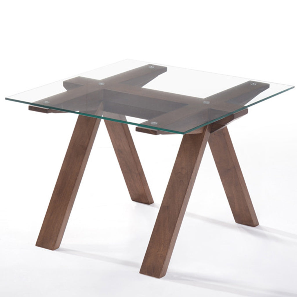 Walnut Wood Glass End Table, 283838