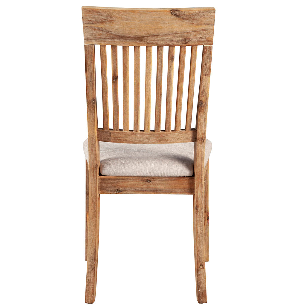 Aspen Dining Chair, Set of 2, Iron Brush Antique Natural Color, Upholstered, Acacia Solids and Acacia Veneer, 8812-02, Brand: Alpine Furniture, Size: 23inW x 20inD x 39inH, Seat height: 19in/ 48cm, Material: Acacia Solids and Acacia Veneer, Color: Iron Brush Antique Natural Color