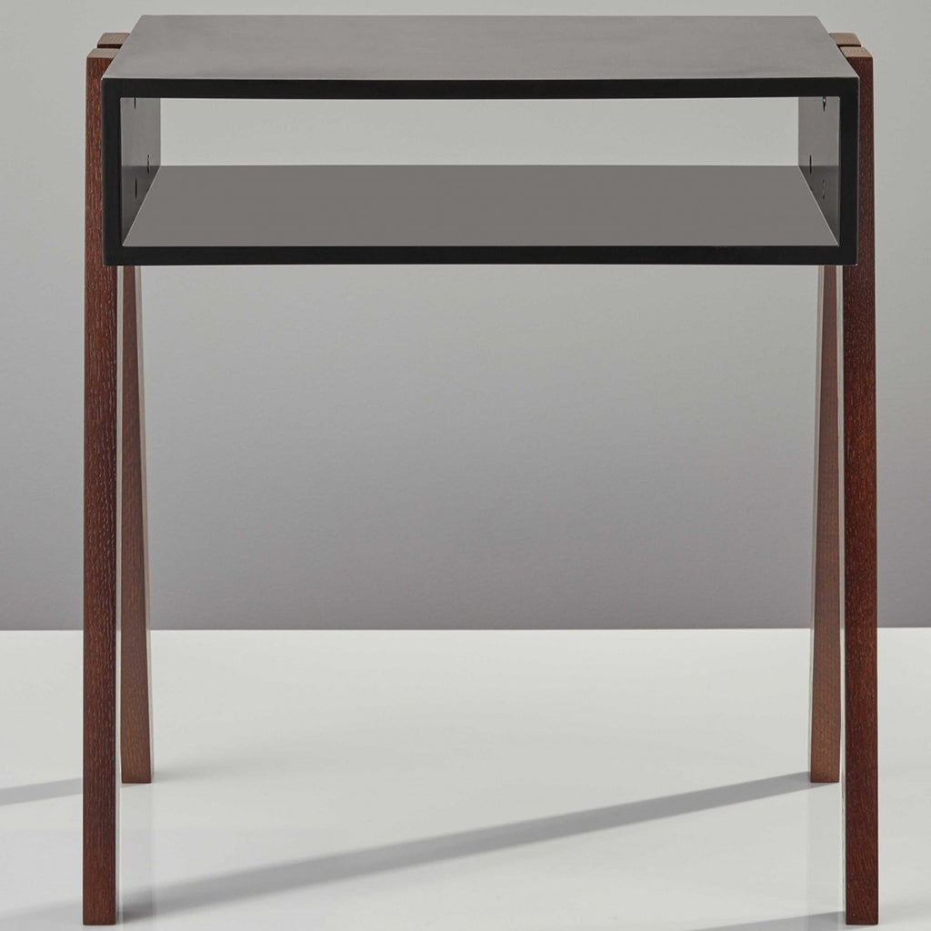 Black and Walnut One Shelf End Table, Wooden, 372972