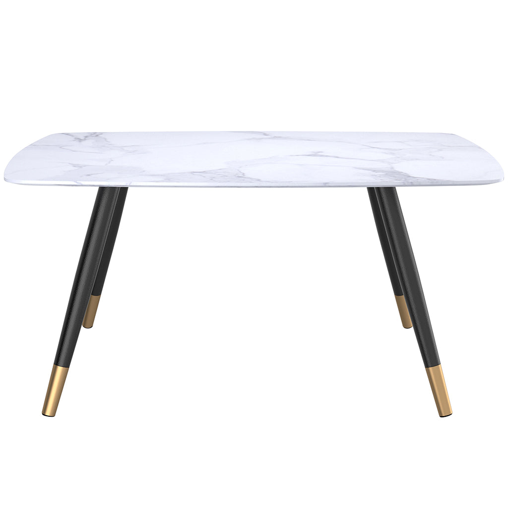 Emery | MCM Dining Table White, MDF Top, Metal Legs, 6 Seater, 201-294REC-WT