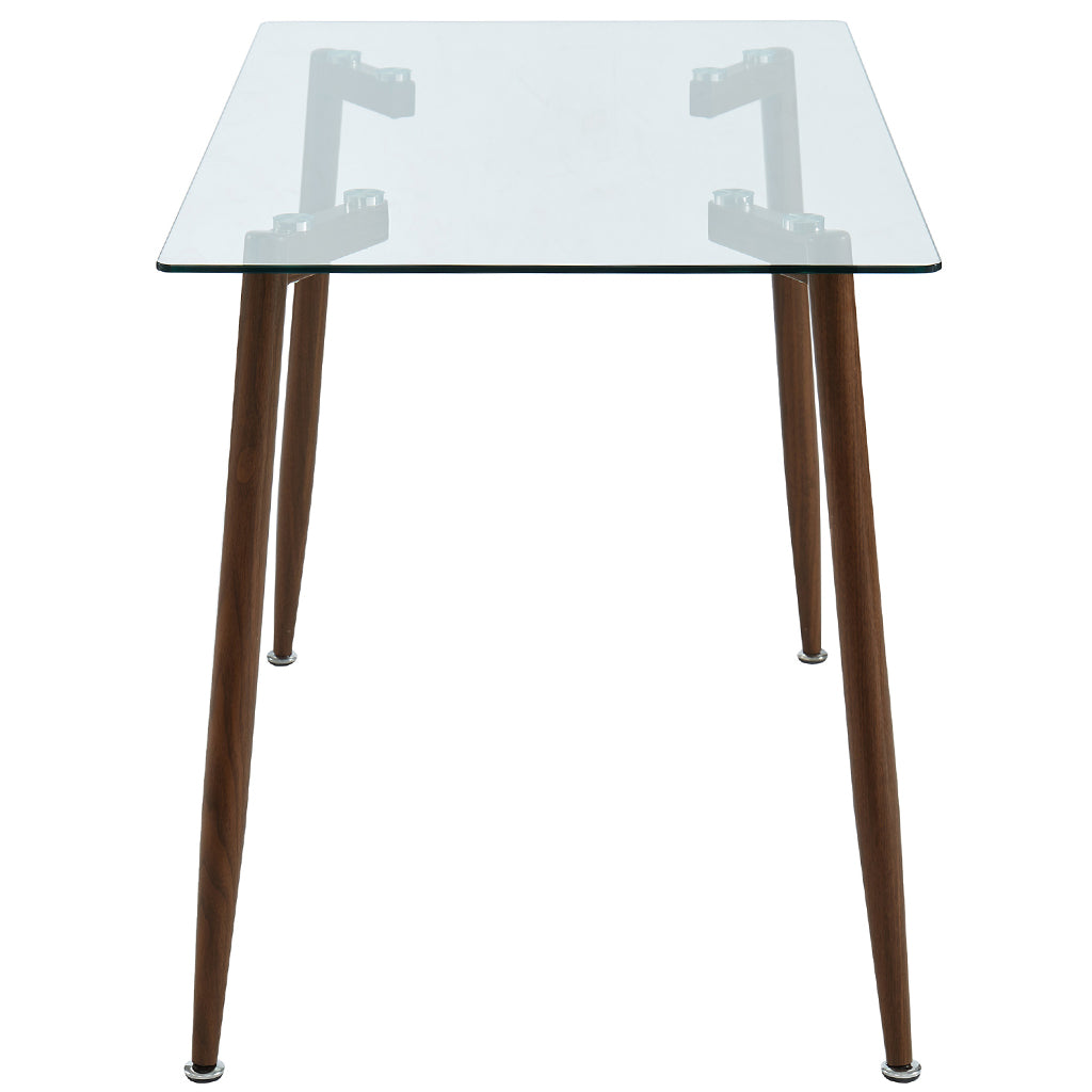 Abbot | Glass Small Dining Table, Walnut Legs, 4 Seater, 201-453WAL
