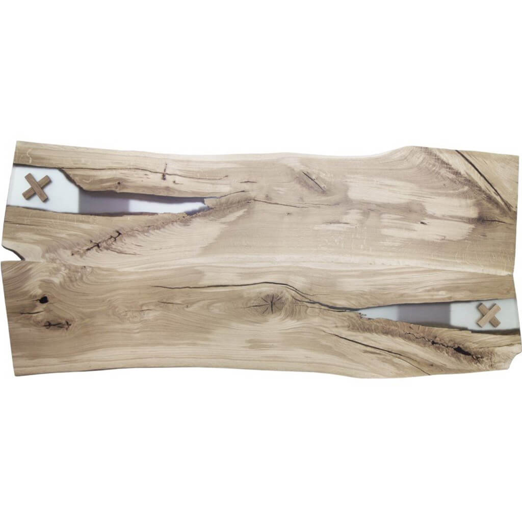 Urban 100 | Rustic Live Edge Table, Solid Oak Top With Polymer Resin, SCANDI084