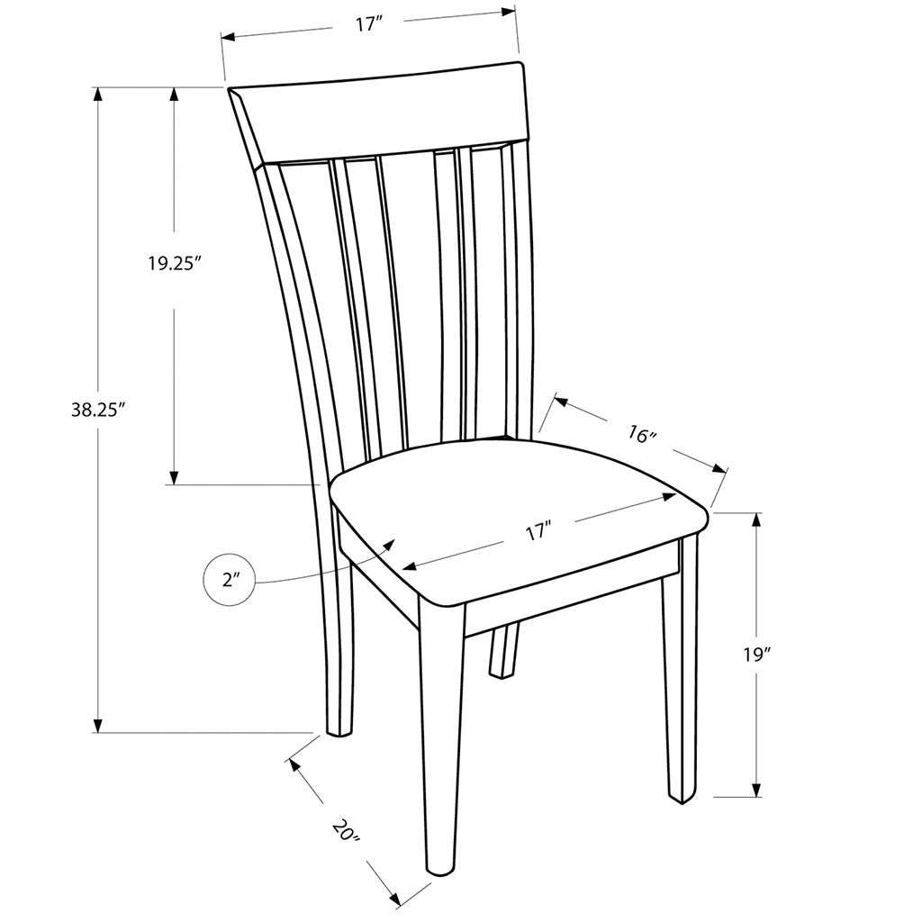 Set of 2 Dining Chairs, Microfiber & MDF, Brown & Beige Color
