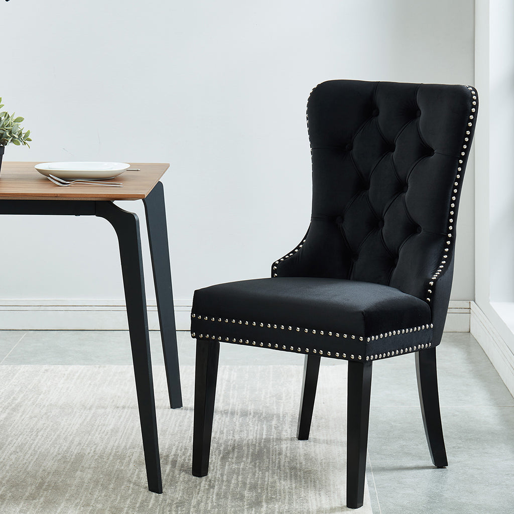 Rizzo | Dining Chairs With Chair Ring and Nail Head Trim Set of 2, 202-080BK