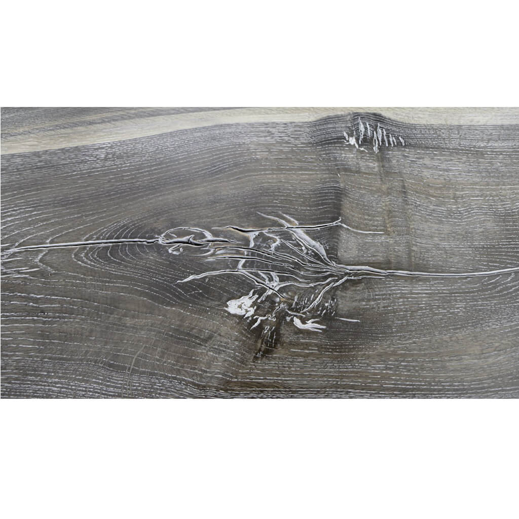 Baum-Kante | Gray Live Edge Dining Table, Solid Oak Wood, 6 Seater, SCANDI056
