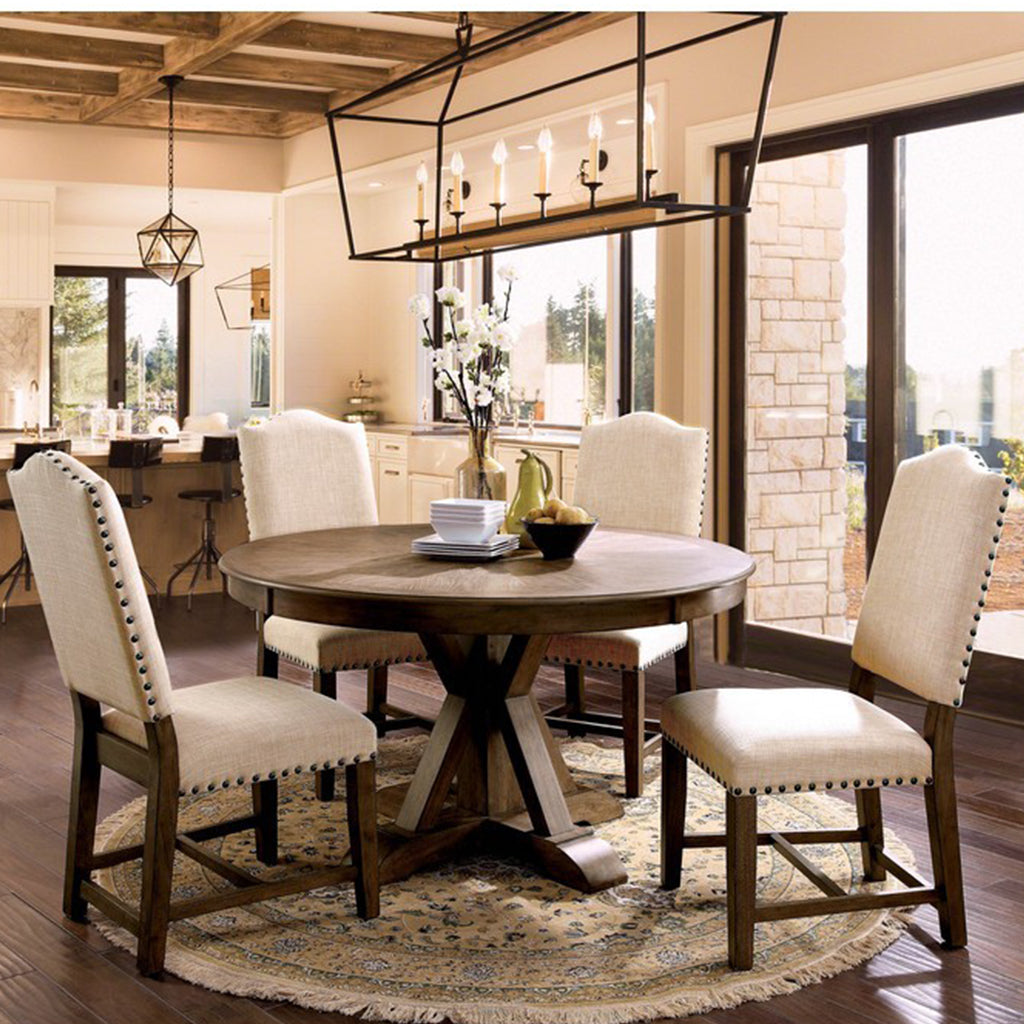 54" Tatiana | Round Solid Oak Dining Table, 5 Seater, IDF-3014RT